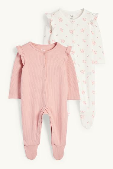 Bébés filles - Lot de 2 - petites fleurs - pyjamas bébé - rose