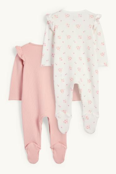 Bébés filles - Lot de 2 - petites fleurs - pyjamas bébé - rose