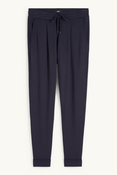 Femmes - Pantalon en jersey - mid waist - tapered fit - bleu foncé