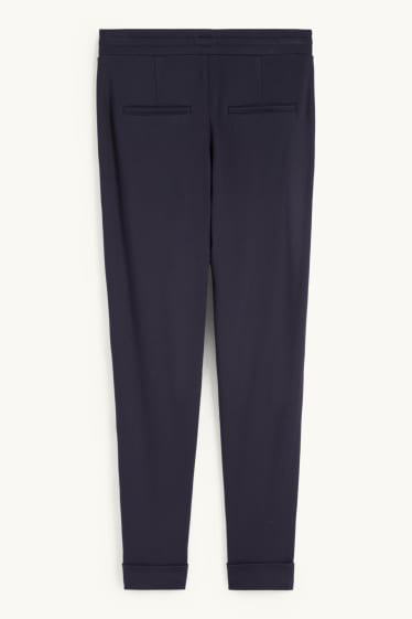 Femmes - Pantalon en jersey - mid waist - tapered fit - bleu foncé
