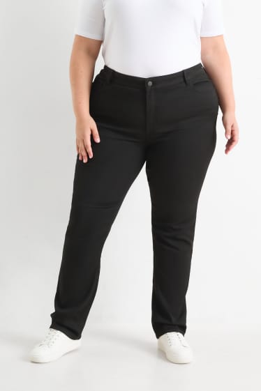 Femei - Pantaloni de stofă - talie înaltă - slim fit - negru