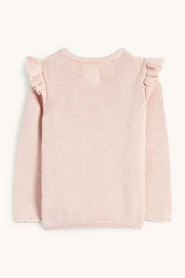 Baby Mädchen - Herzchen - Baby-Pullover - Zopfmuster - rosa