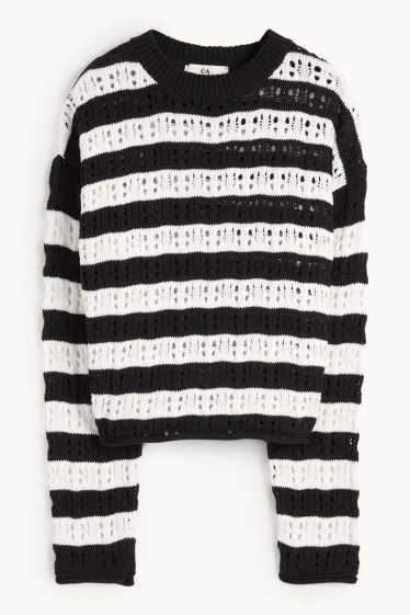 Copii - Fete - Pulover - cu dungi - negru / alb