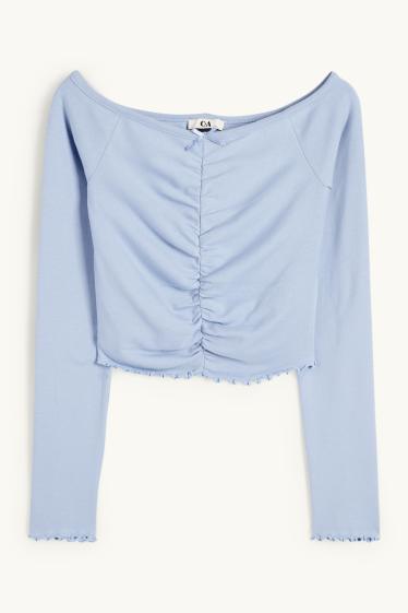 Women - Cropped long sleeve top - blue