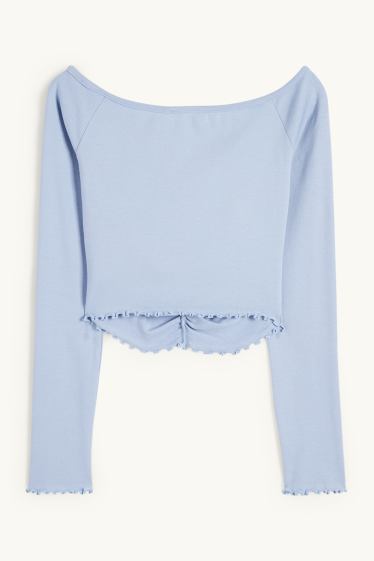 Women - Cropped long sleeve top - blue