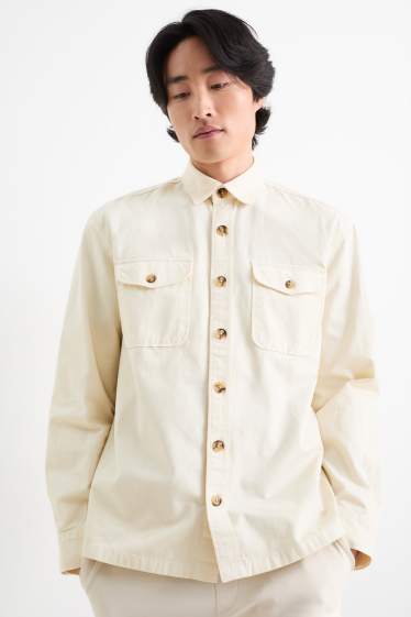 Men - Shirt - regular fit - kent collar - cremewhite