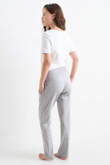 Donna - Pantaloni pigiama premaman - pois - arricciature - grigio chiaro melange