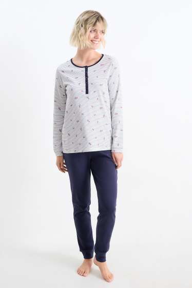 Damen - Pyjama - weiß