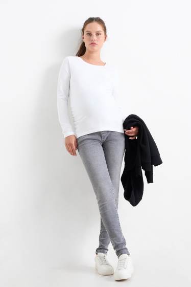 Femmes - Jean de grossesse - skinny jean - LYCRA® - jean gris clair