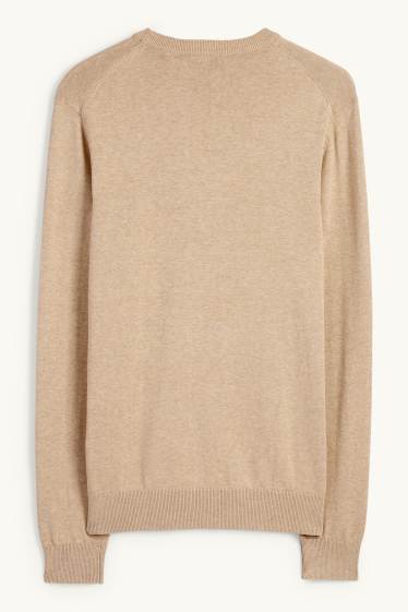 Herren - Feinstrick-Pullover - beige