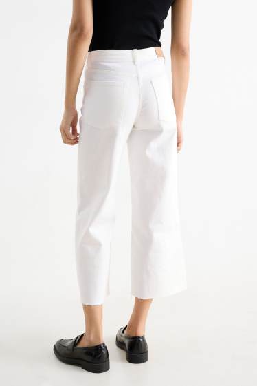 Dames - Wide leg jeans - mid waist - crème wit