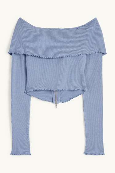Women - Cropped cardigan - blue