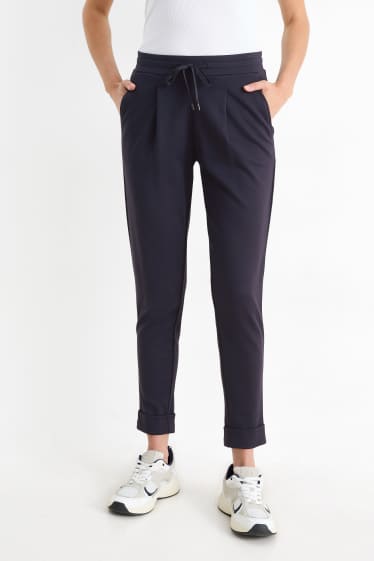 Femmes - Pantalon en jersey - mid waist - tapered fit - bleu foncé