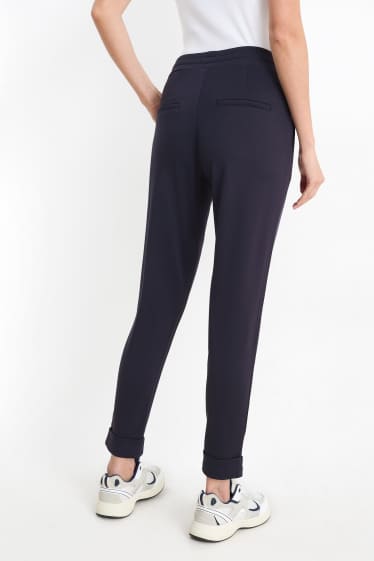 Femmes - Pantalon en jersey - mid waist - tapered fit - bleu foncé
