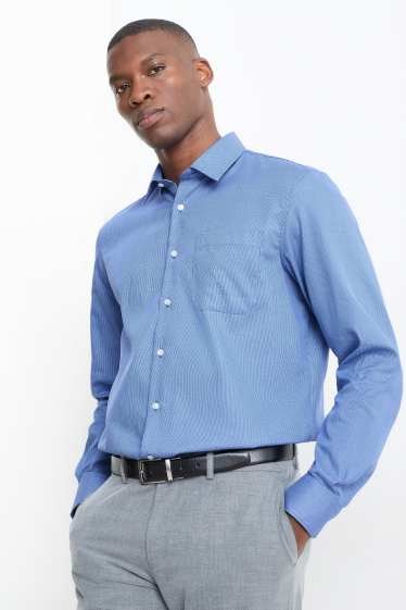 Heren - Business-overhemd - regular fit - kent - gemakkelijk te strijken - blauw