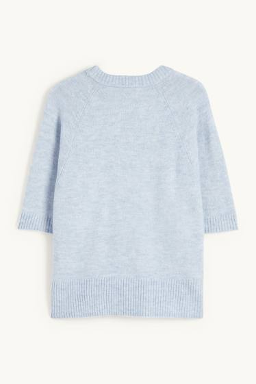 Femmes - Pullover en maille - manches courtes - bleu clair