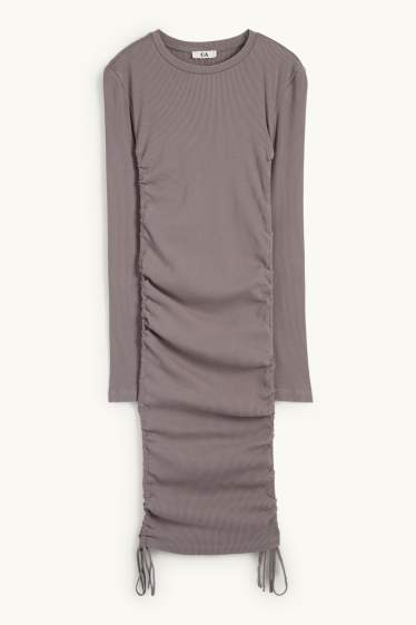 Donna - Vestito aderente - a coste - grigio