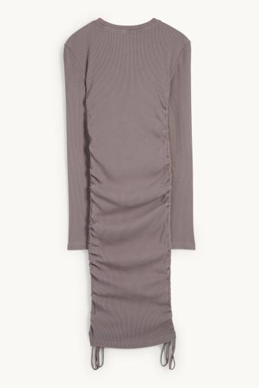 Donna - Vestito aderente - a coste - grigio