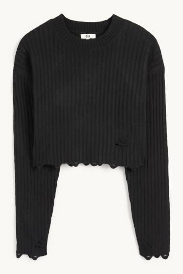 Dona - Jersei crop - negre