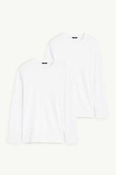 Pánské - Multipack 2 ks - tričko s dlouhým rukávem - bílá