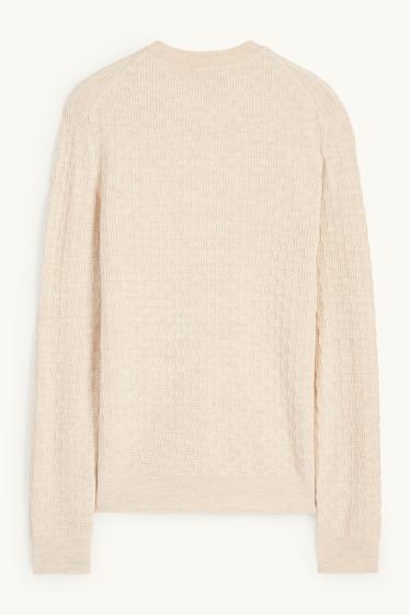 Herren - Pullover - strukturiert - hellbeige