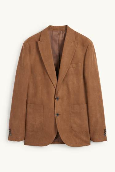 Mężczyźni - Marynarka modułowa - slim fit - z fakturą - brązowy