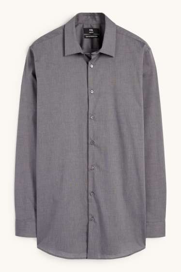 Hommes - Chemise - slim fit - col kent - facile à repasser - gris foncé