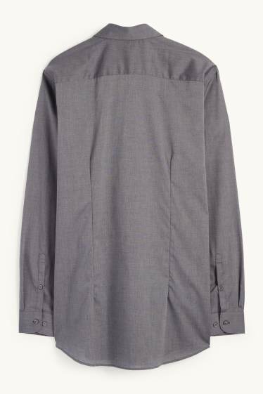 Hommes - Chemise - slim fit - col kent - facile à repasser - gris foncé
