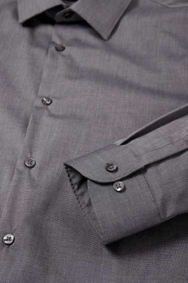 Hommes - Chemise - slim fit - col kent - facile à repasser - gris foncé