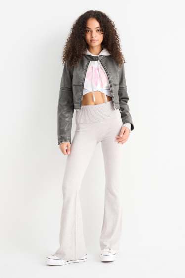 Femmes - Flared legging de maille - gris
