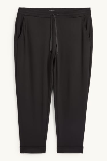 Damen - Stoffhose - Mid Waist - Tapered Fit - schwarz