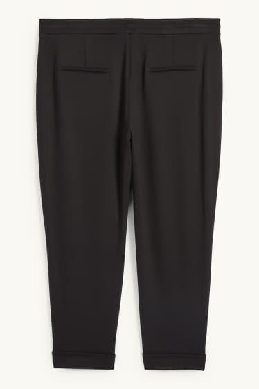 Damen - Stoffhose - Mid Waist - Tapered Fit - schwarz