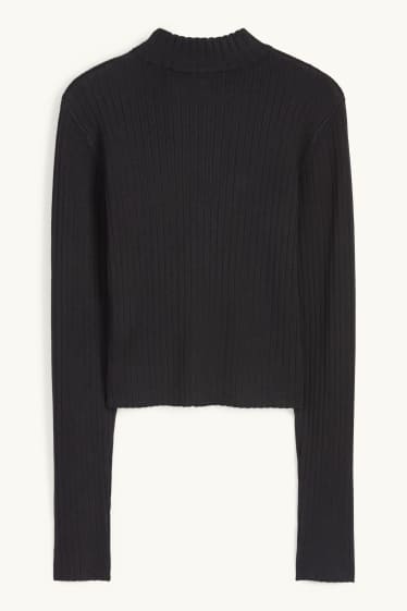 Dona - Jersei crop - acanalat - negre