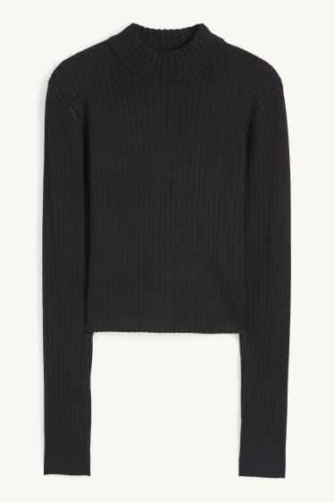Dona - Jersei crop - acanalat - negre