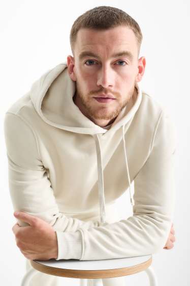 Hommes - Sweat à capuche - beige