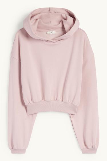 Damen - Crop Hoodie - rosa