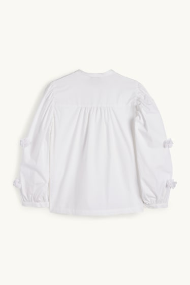 Donna - Blusa di popeline - bianco neve