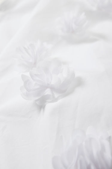 Donna - Blusa di popeline - bianco neve