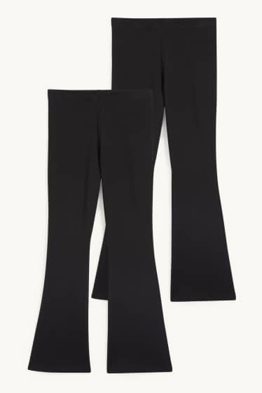 Enfants filles - Lot de 2 - leggings chauds - noir