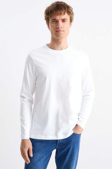 Pánské - Multipack 2 ks - tričko s dlouhým rukávem - bílá