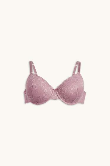 Dames - BH met beugels - DEMI - voorgevormd - donker rose
