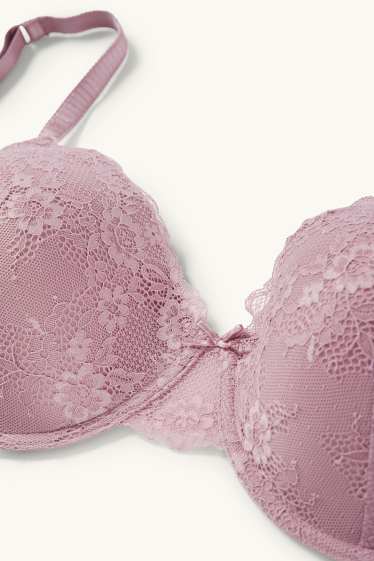 Dames - BH met beugels - DEMI - voorgevormd - donker rose