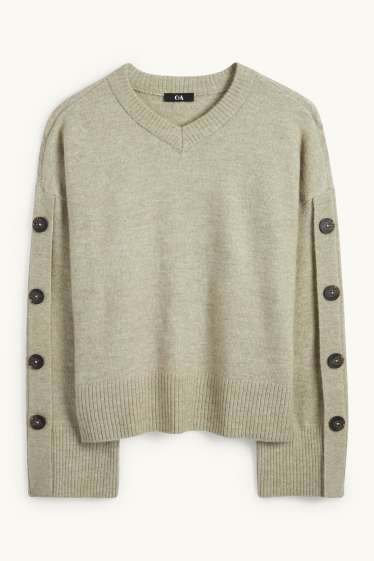 Mujer - Jersey con escote en pico - verde claro