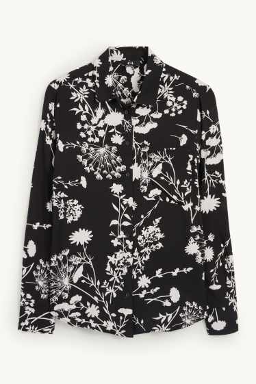 Women - Blouse - floral - black