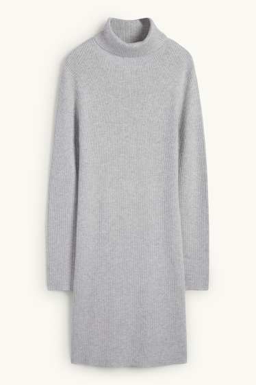 Enfants filles - Robe de maille à col roulé - gris clair