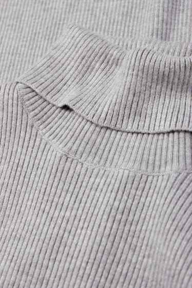 Enfants filles - Robe de maille à col roulé - gris clair
