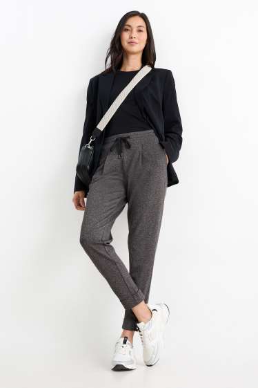 Damen - Stoffhose - Mid Waist - Tapered Fit - dunkelgrau