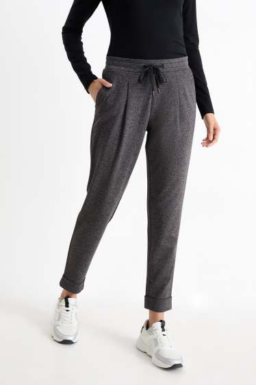 Damen - Stoffhose - Mid Waist - Tapered Fit - dunkelgrau