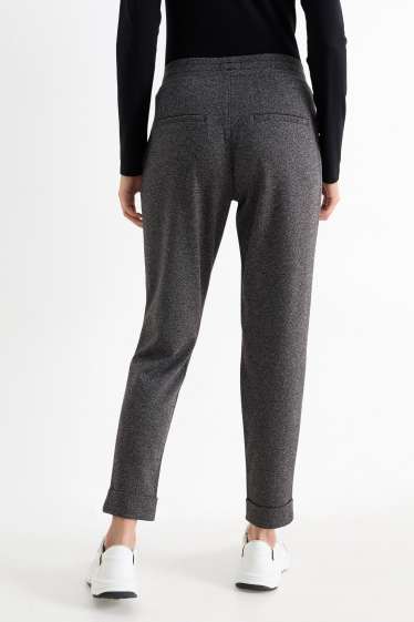Damen - Stoffhose - Mid Waist - Tapered Fit - dunkelgrau