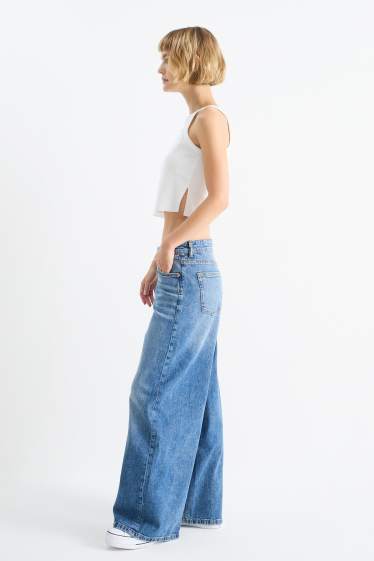 Damen - Wide Leg Jeans - Low Waist - jeansblau